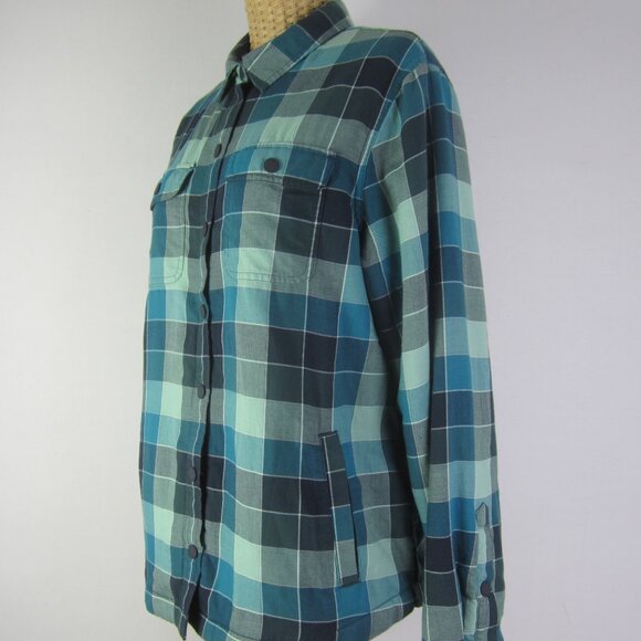 NEW LL Bean Shacket Women S Teal Blue Green Plaid Flannel Shirt Fleece Lined NWT - Picture 2 of 8